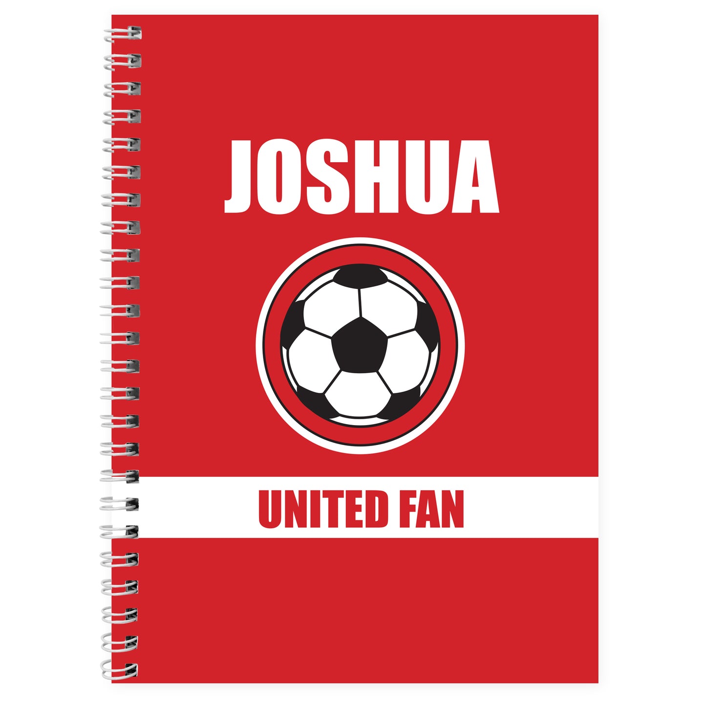 Personalised Red Football Fan A5 Notebook - MK&JD Gifts