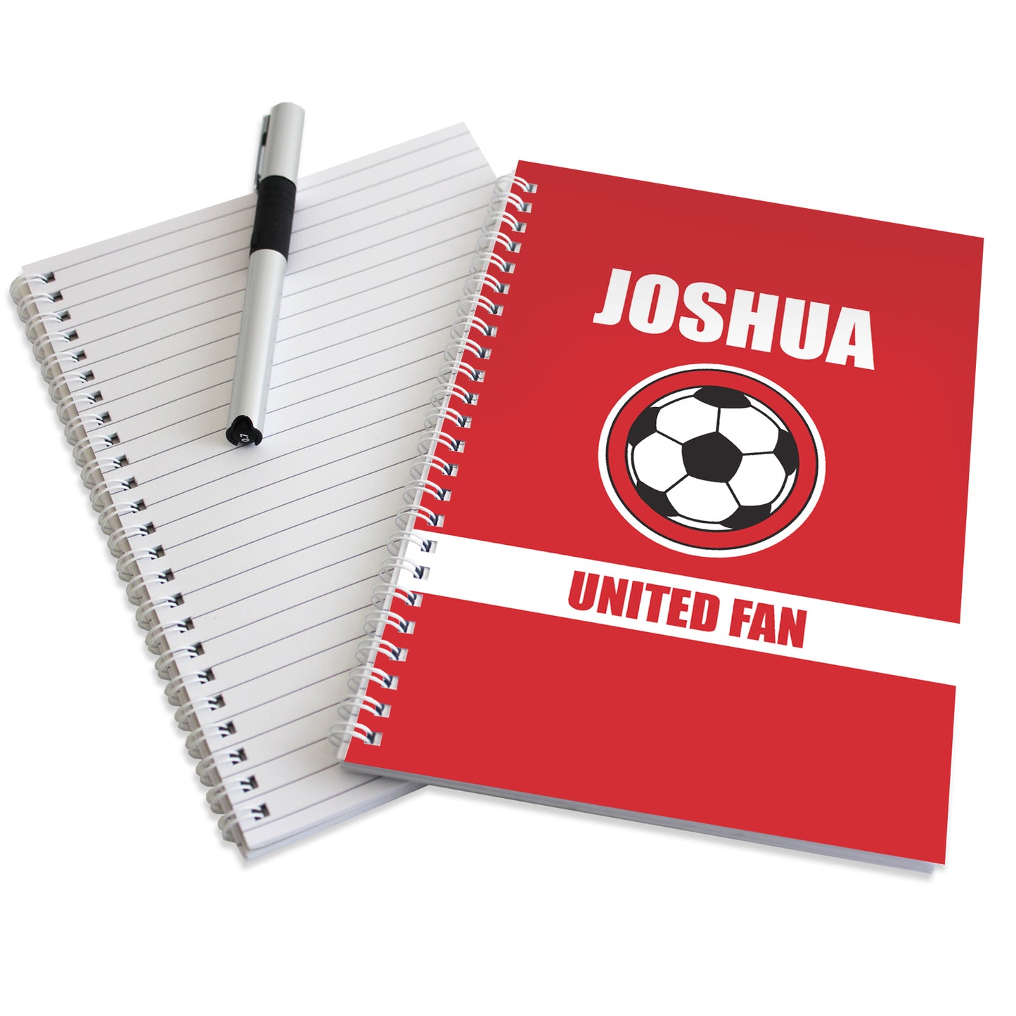 Personalised Red Football Fan A5 Notebook - MK&JD Gifts