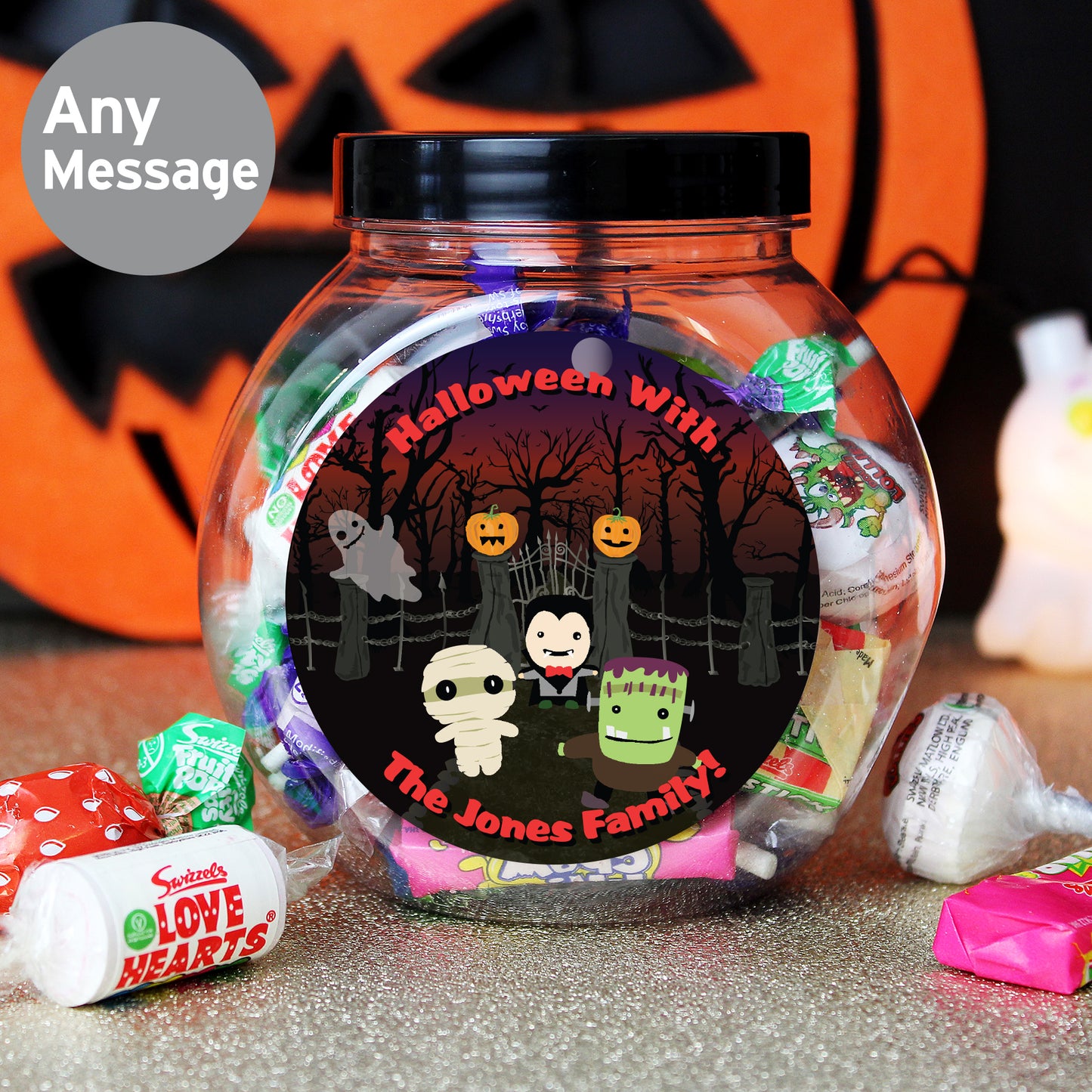 Personalised Halloween Characters Sweet Jar - MK&JD Gifts