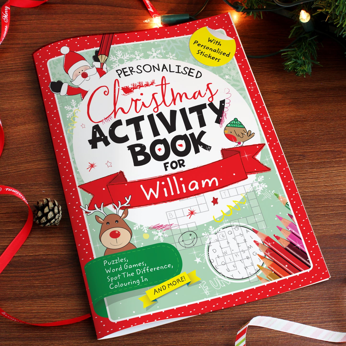 Personalised Christmas Activity Book with Stickers - MK&JD Gifts