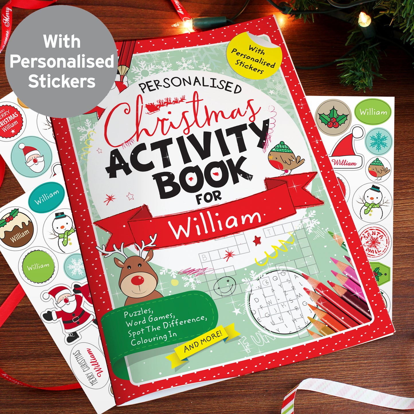 Personalised Christmas Activity Book with Stickers - MK&JD Gifts