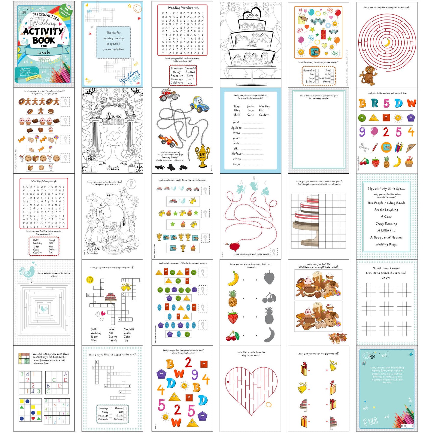 Personalised Wedding Activity Book with Stickers - MK&JD Gifts