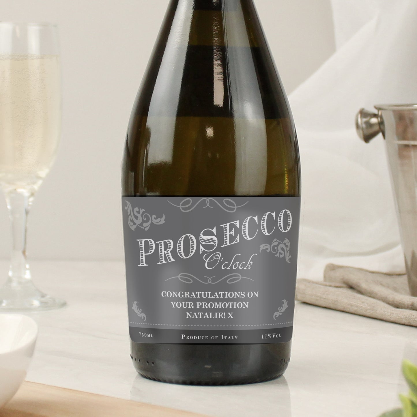 Personalised 'Prosecco O'Clock' Bottle of Prosecco - MK&JD Gifts