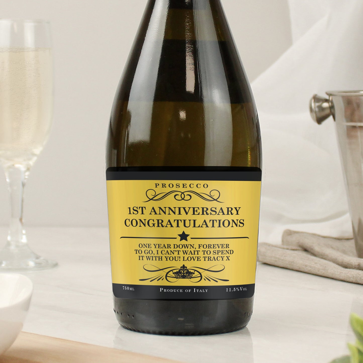 Personalised Any Message Bottle of Prosecco - MK&JD Gifts