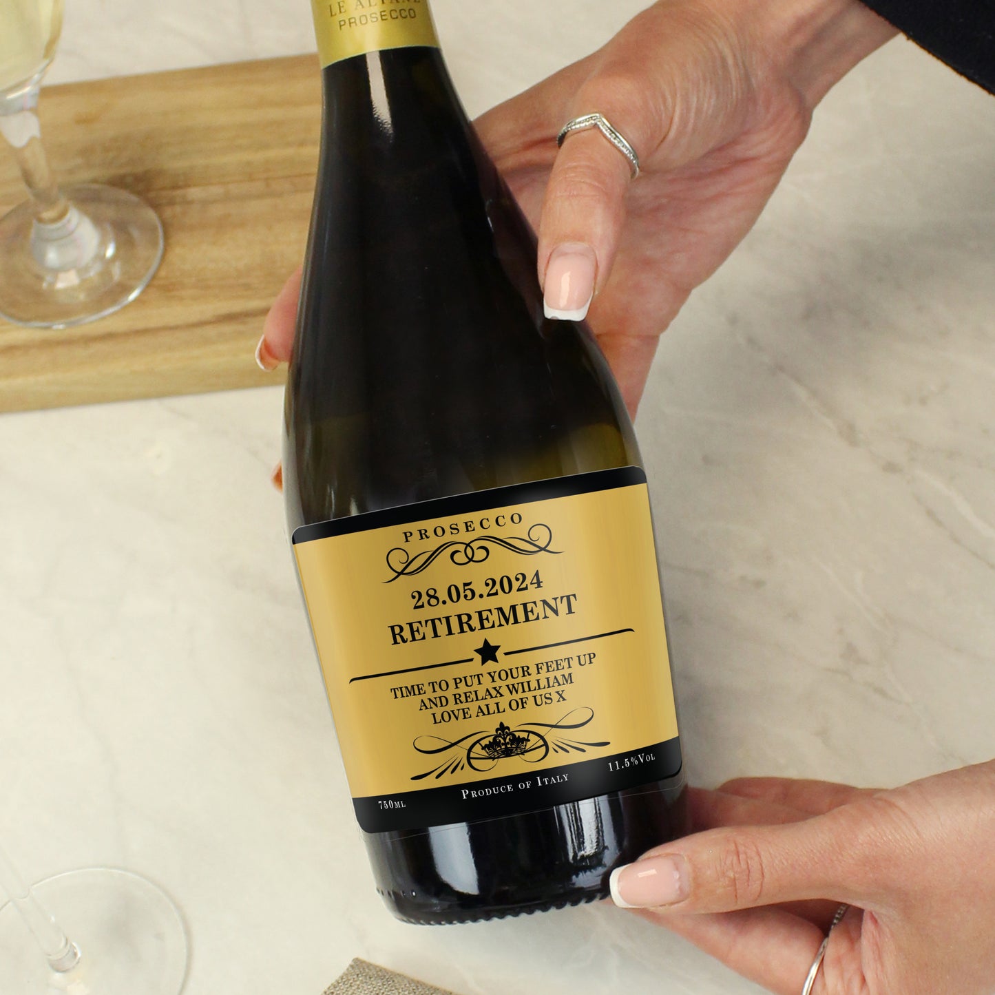 Personalised Any Message Bottle of Prosecco - MK&JD Gifts