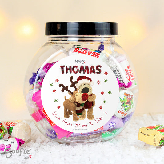 Personalised Boofle Christmas Reindeer Sweet Jar - MK&JD Gifts