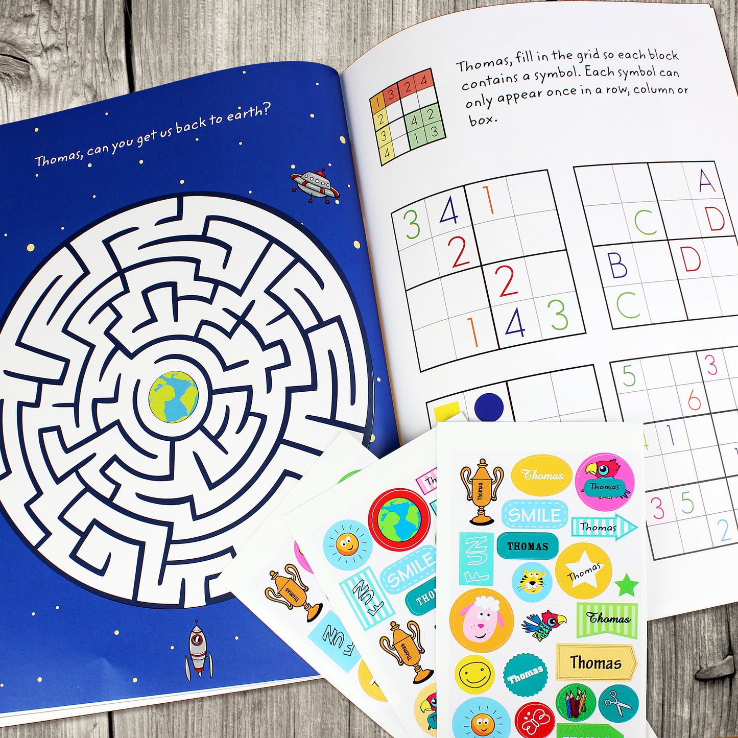 Personalised Activity Book with Stickers - MK&JD Gifts
