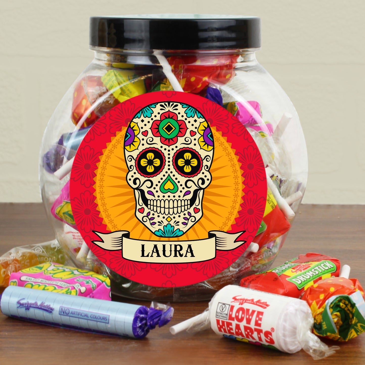 Personalised Sugar Skull Sweet Jar - MK&JD Gifts