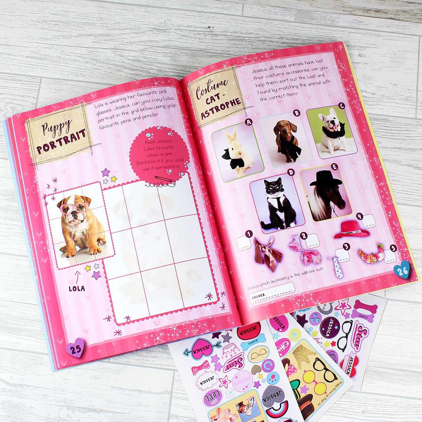 Personalised Rachael Hale Adorable Animals Activity Book With Stickers - MK&JD Gifts
