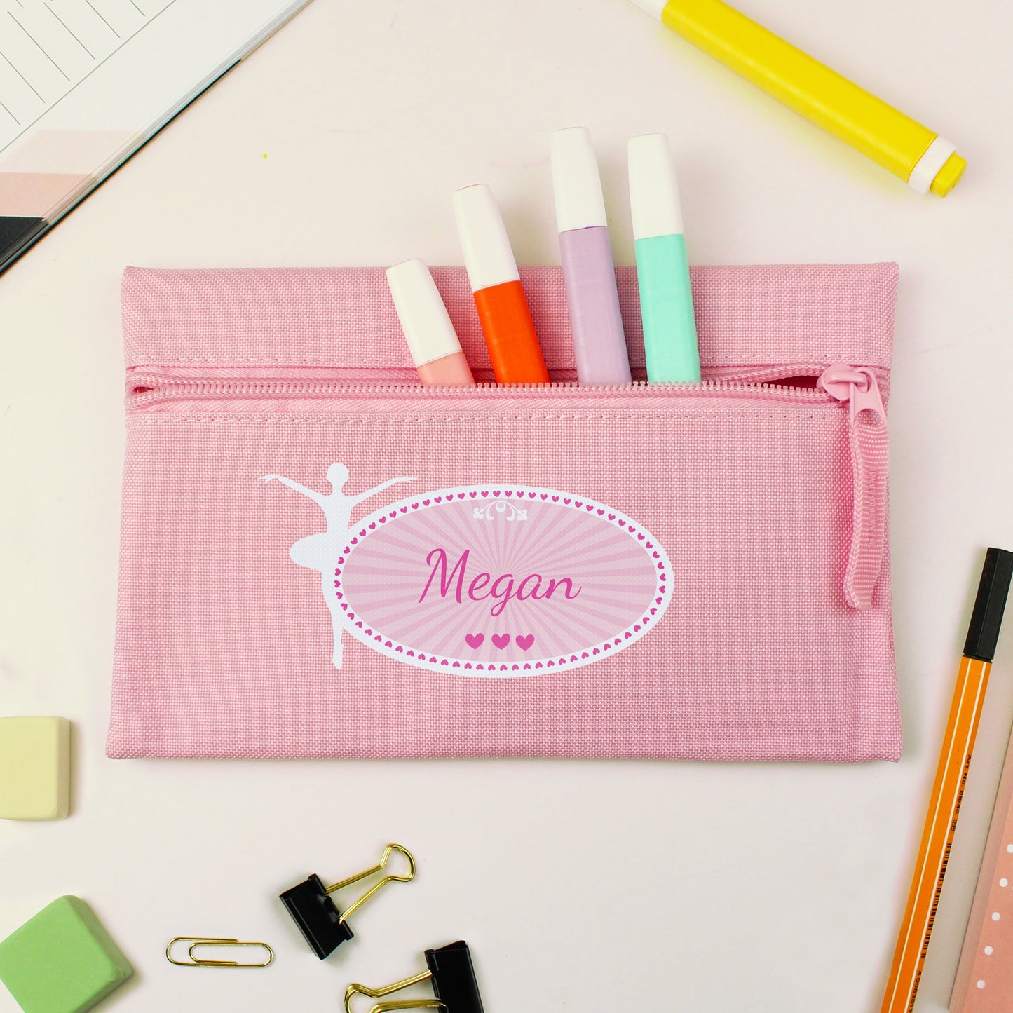 Personalised Ballerina Pink Pencil Case - MK&JD Gifts