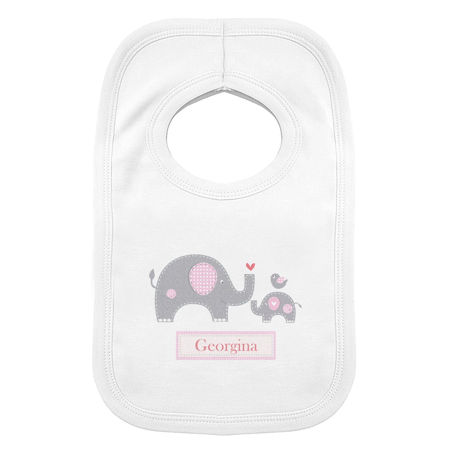 Personalised Pink Elephant 0-3 Months Baby Bib - MK&JD Gifts