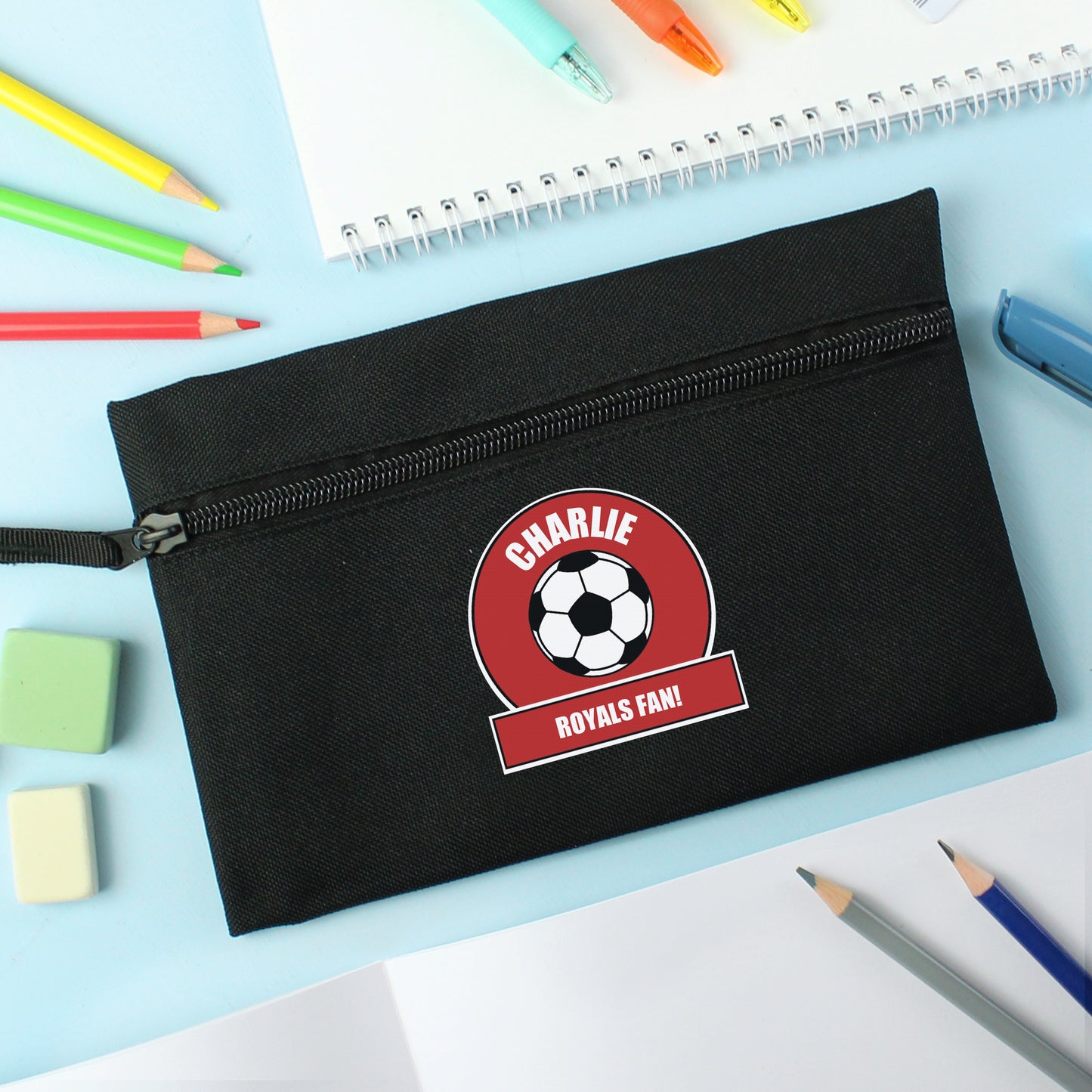 Personalised Red Football Fan Pencil Case - MK&JD Gifts