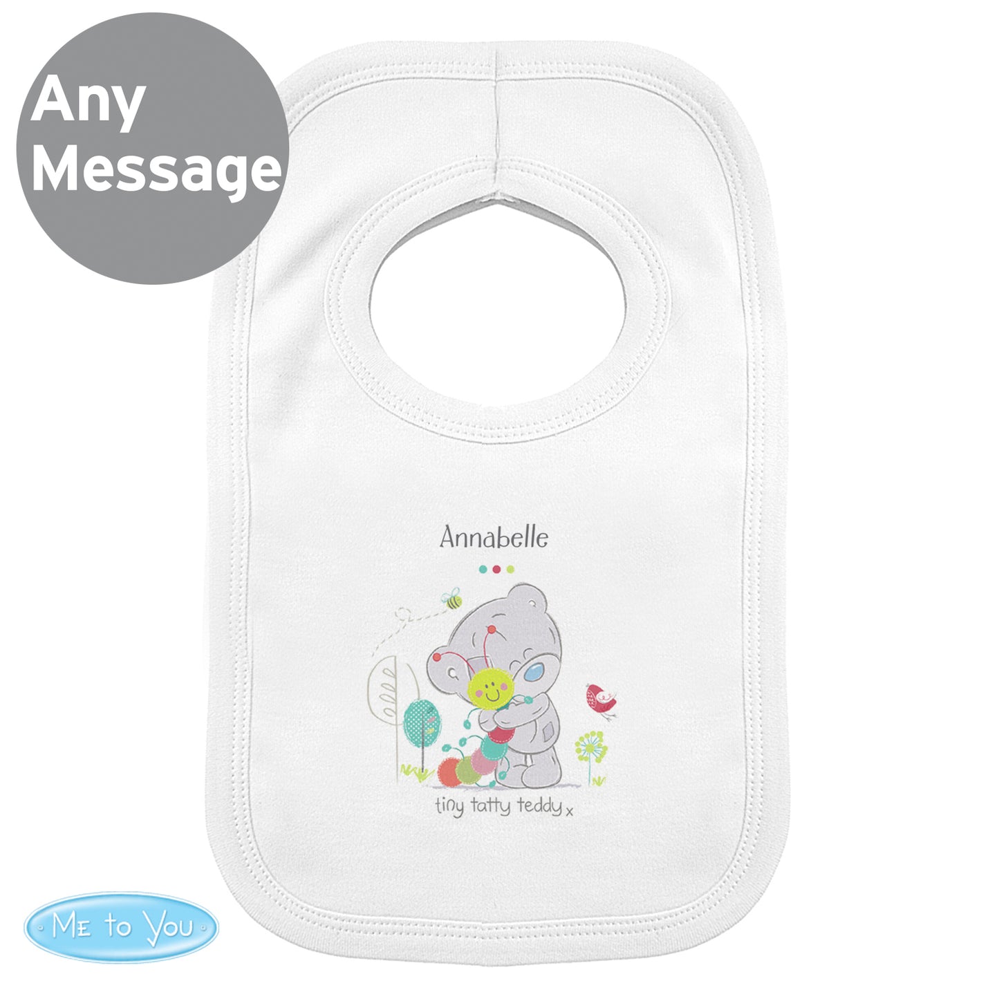 Personalised Tiny Tatty Teddy Cuddle Bug Bib - MK&JD Gifts