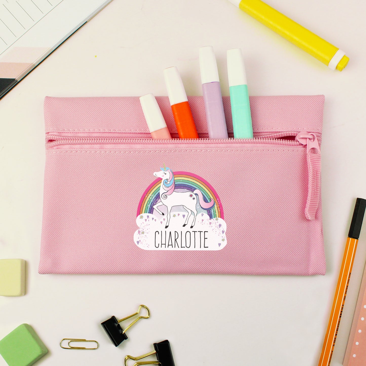 Personalised Unicorn Pink Pencil Case - MK&JD Gifts
