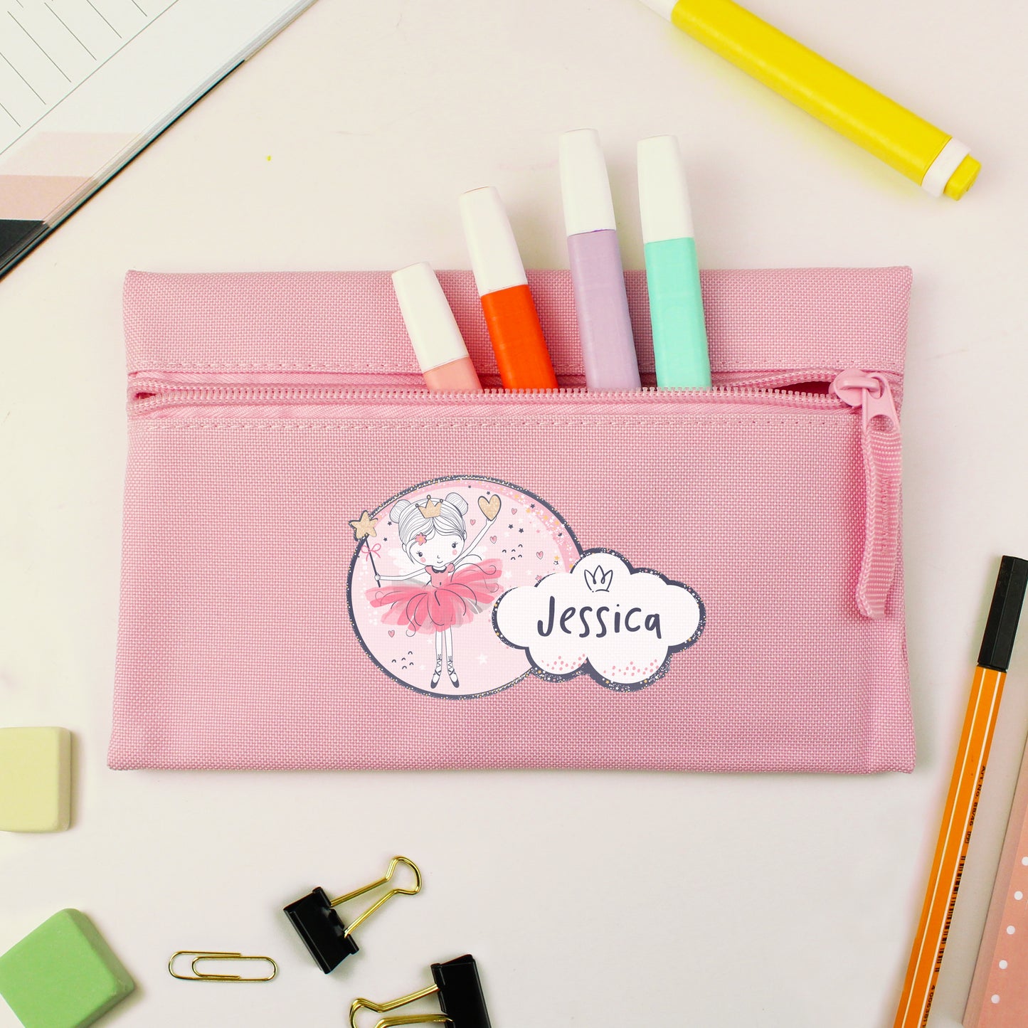 Personalised Fairy Princess Pink Pencil Case - MK&JD Gifts