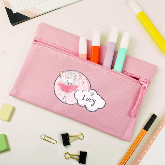 Personalised Princess Ballerina Pink Pencil Case - MK&JD Gifts