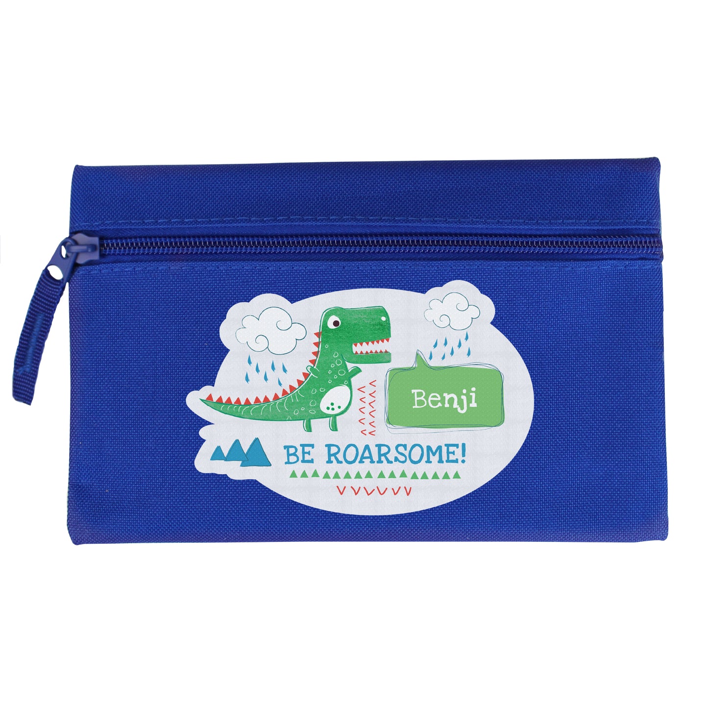 Personalised 'Be Roarsome' Dinosaur Blue Pencil Case - MK&JD Gifts