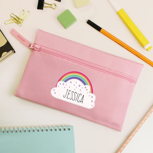 Personalised Rainbow Pink Pencil Case - MK&JD Gifts