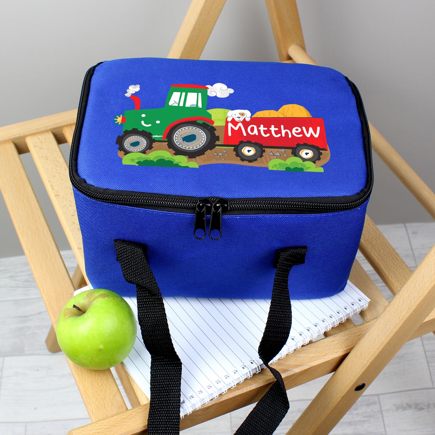 Personalised Tractor Blue Lunch Bag - MK&JD Gifts