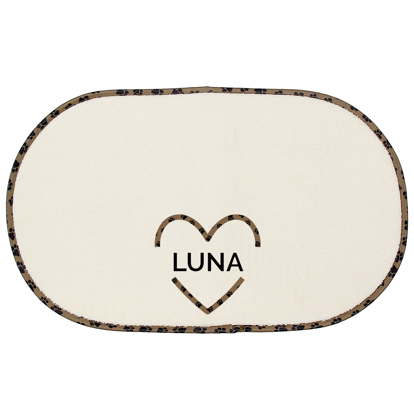 Personalised Love Heart Microfibre Pet Bowl Mat - MK&JD Gifts