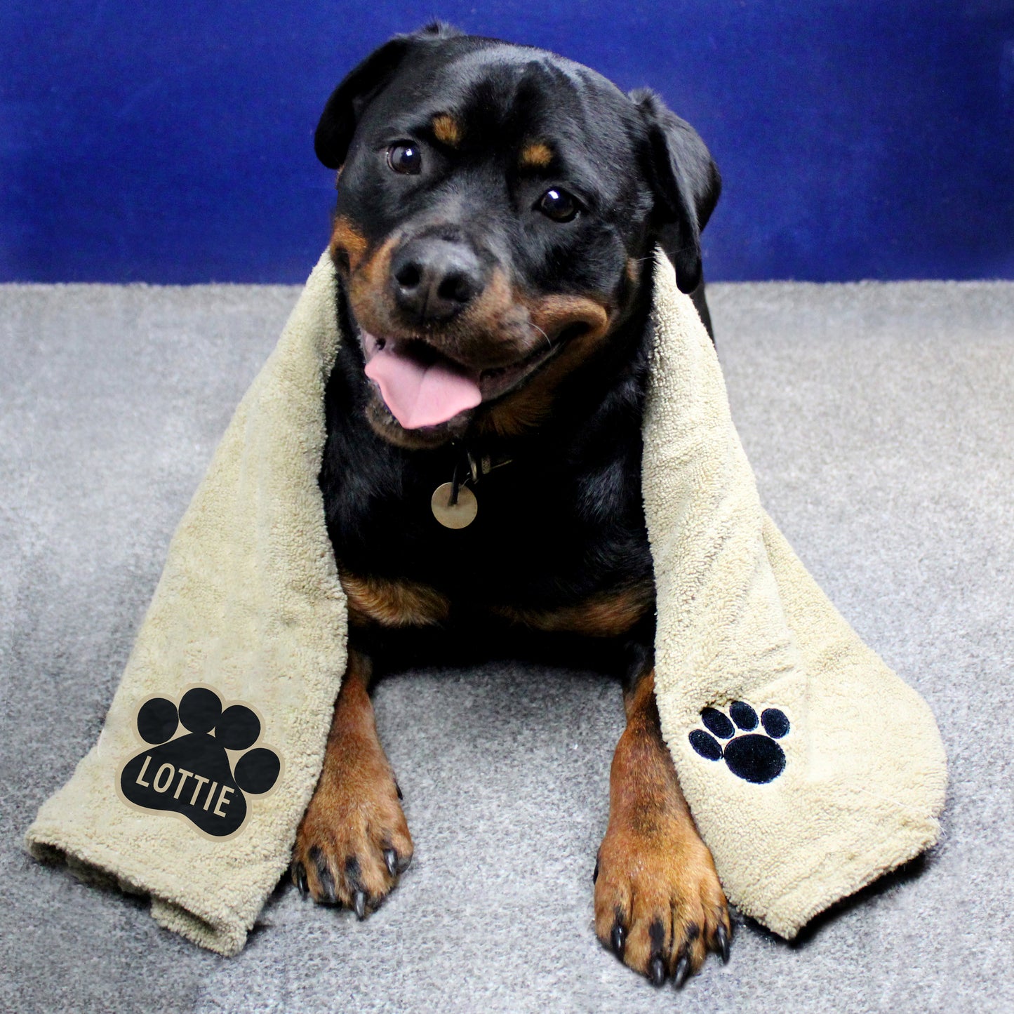 Personalised Paw Print Brown Microfibre Pet Towel - MK&JD Gifts