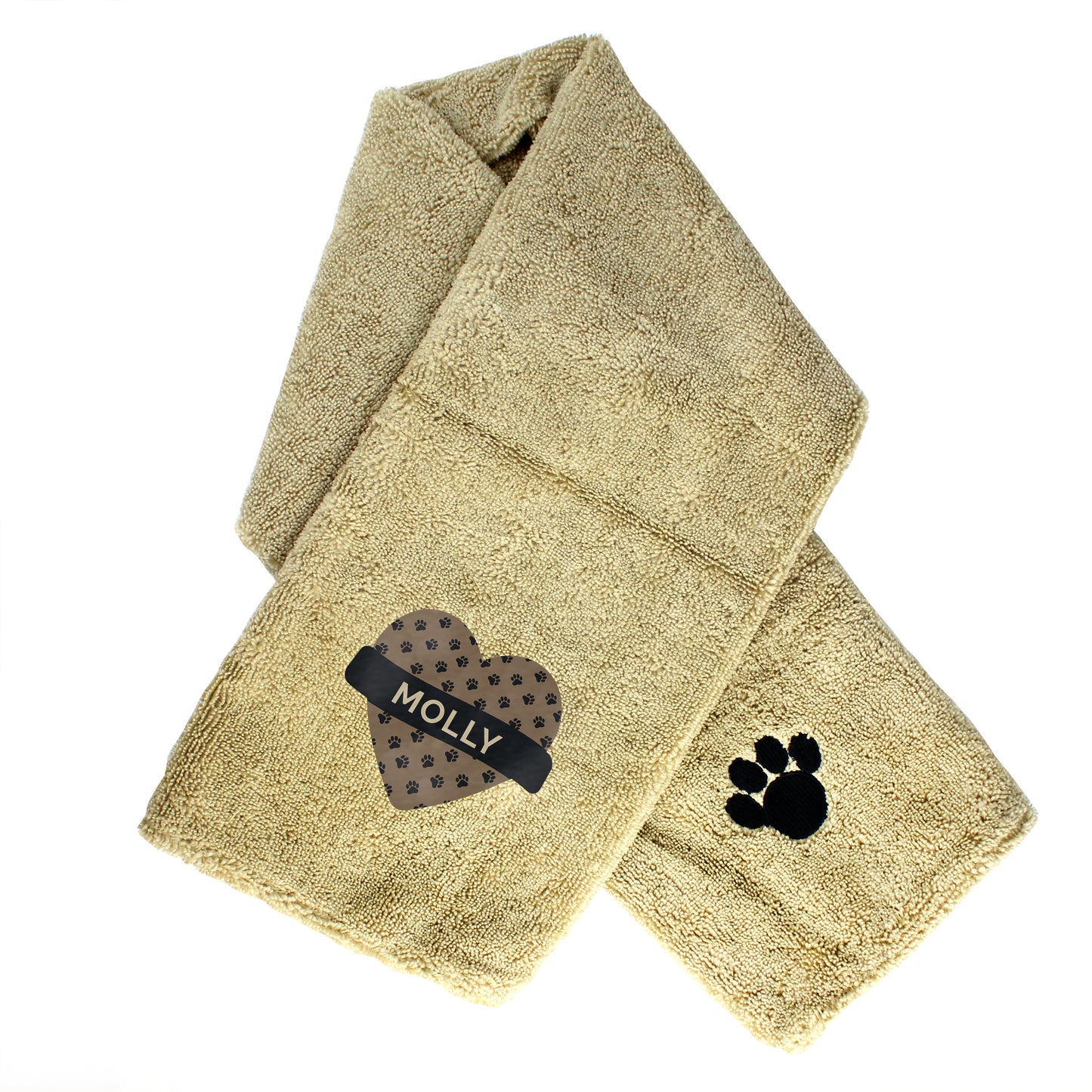 Personalised Heart Brown Microfibre Pet Towel - MK&JD Gifts