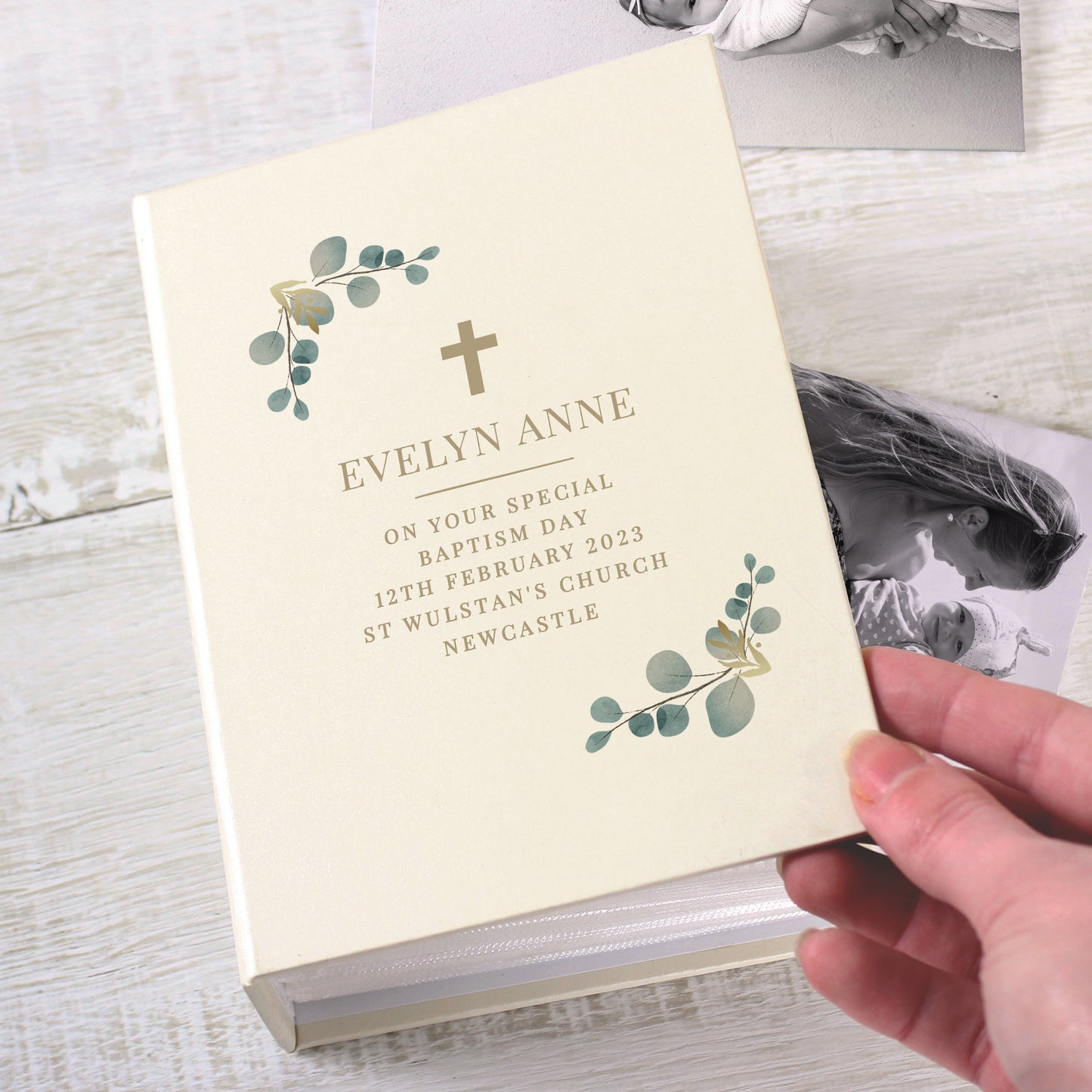 Personalised Botanical Cross 6x4 Photo Album with Sleeves - MK&JD Gifts
