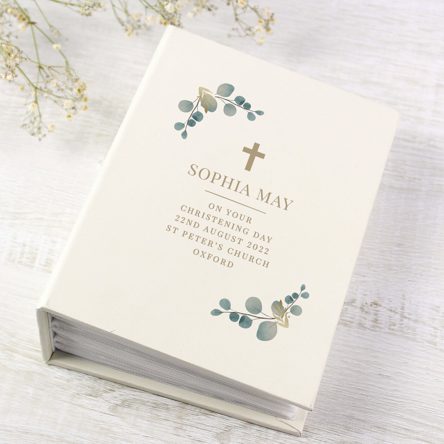 Personalised Botanical Cross 6x4 Photo Album with Sleeves - MK&JD Gifts