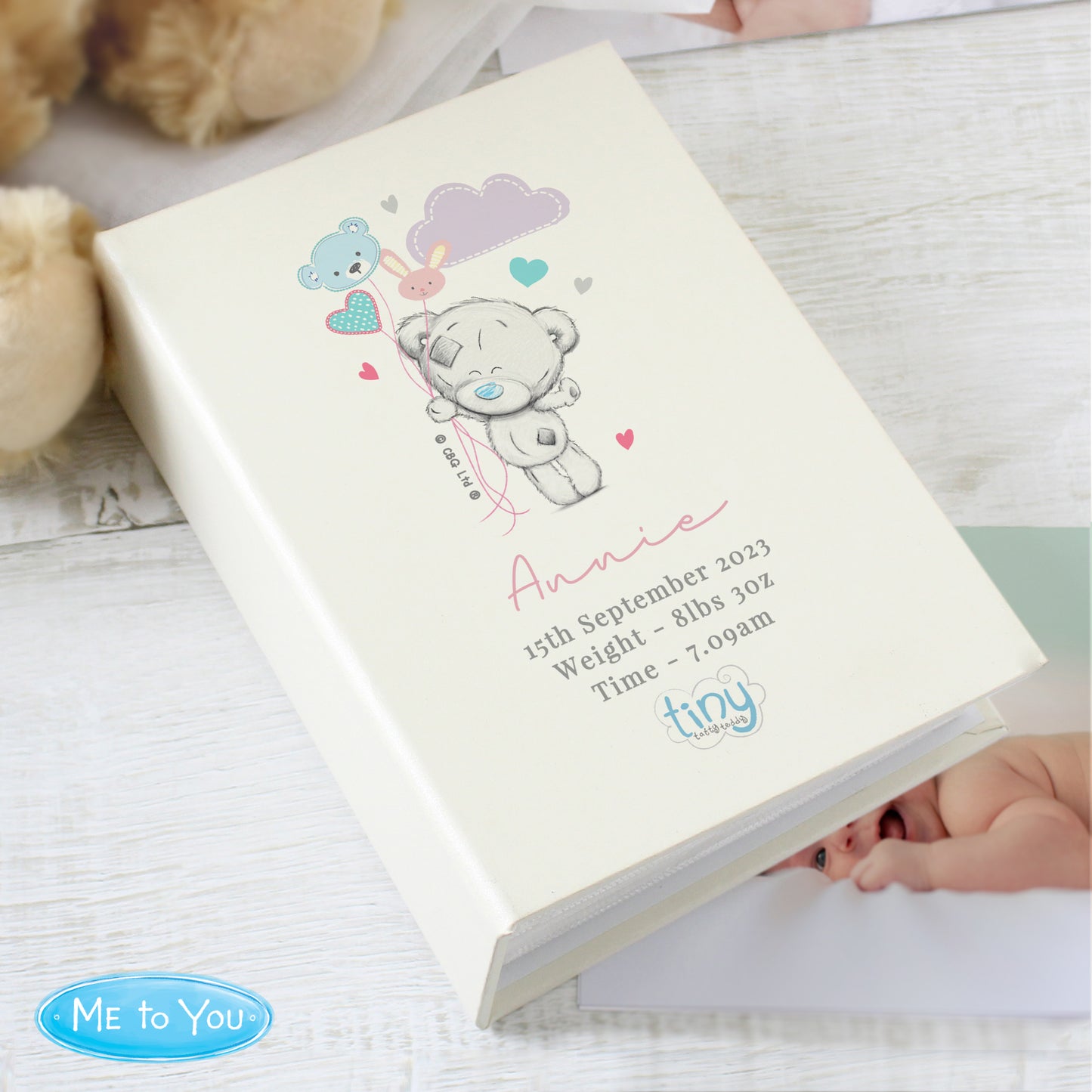 Personalised Tiny Tatty Teddy Pink 6x4 Photo Album with Sleeves - MK&JD Gifts