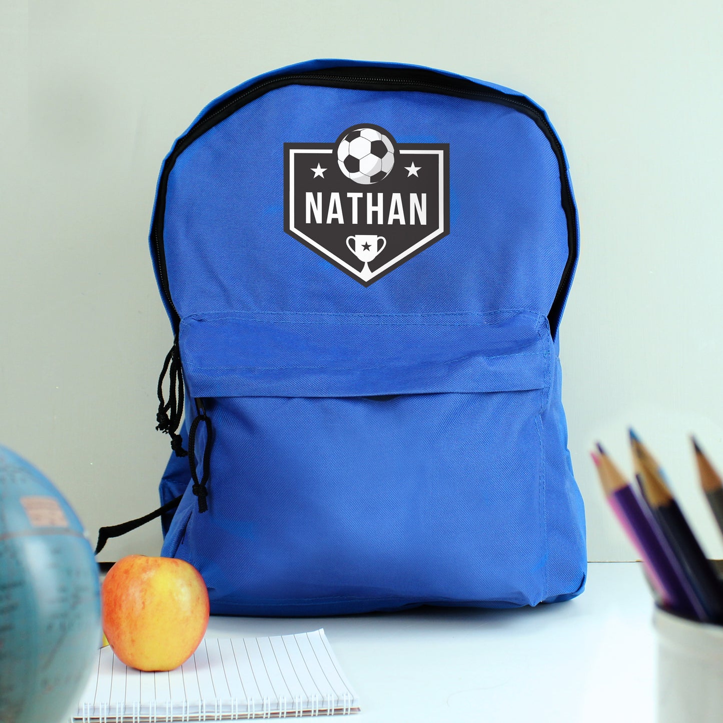 Personalised Football Blue Backpack - MK&JD Gifts