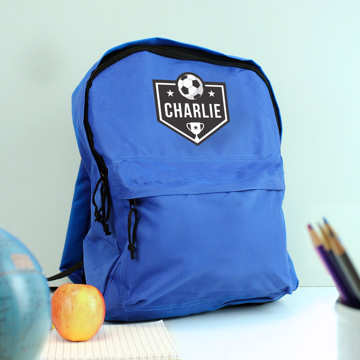 Personalised Football Blue Backpack - MK&JD Gifts
