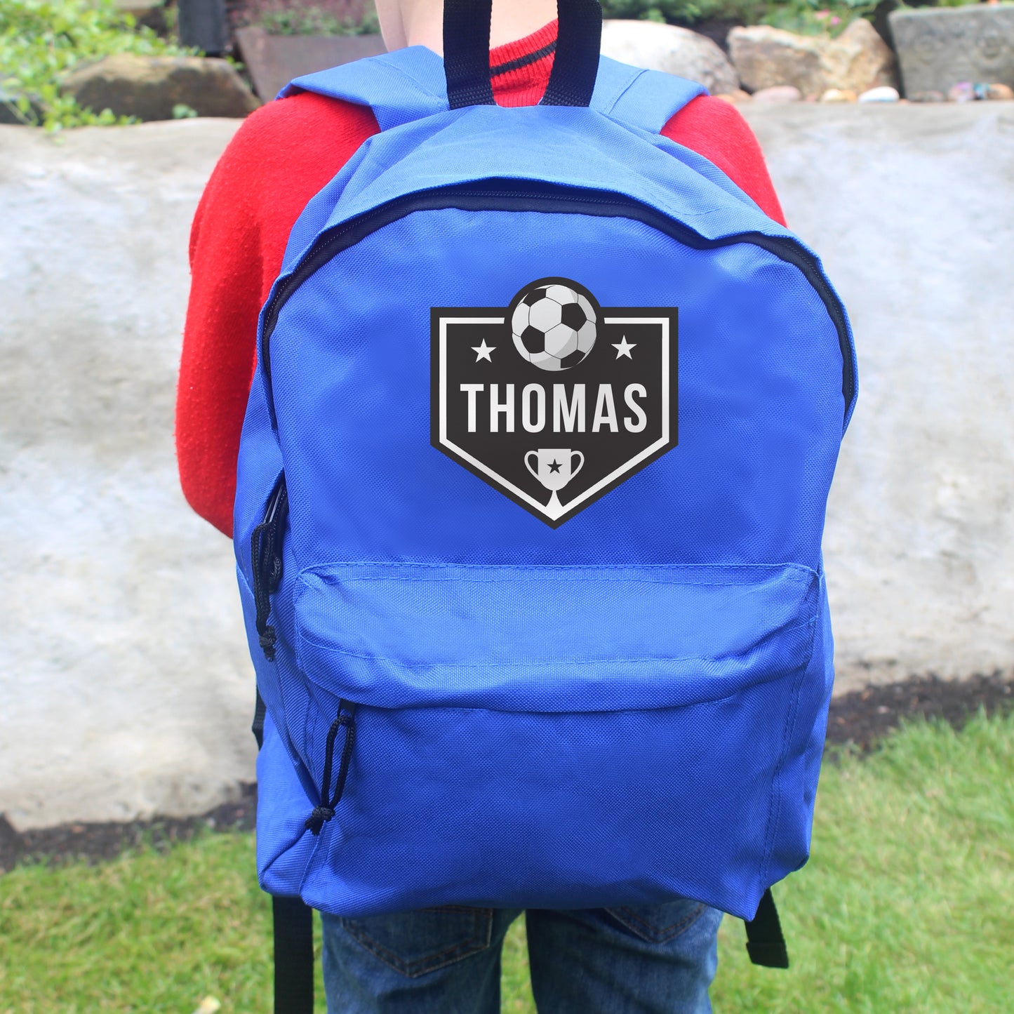Personalised Football Blue Backpack - MK&JD Gifts