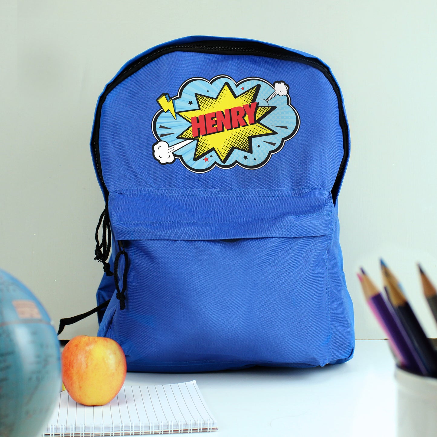 Personalised Superhero Blue Backpack - MK&JD Gifts