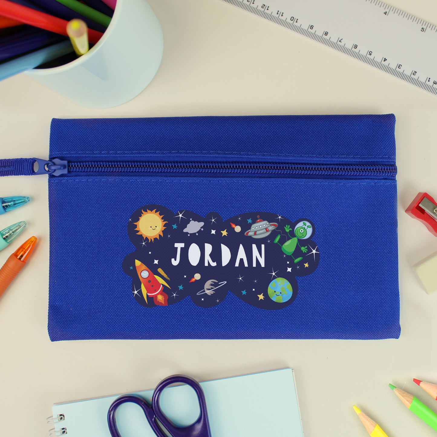 Personalised Space Blue Pencil Case - MK&JD Gifts