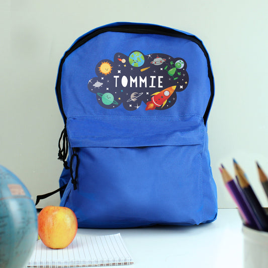 Personalised Space Blue Backpack - MK&JD Gifts