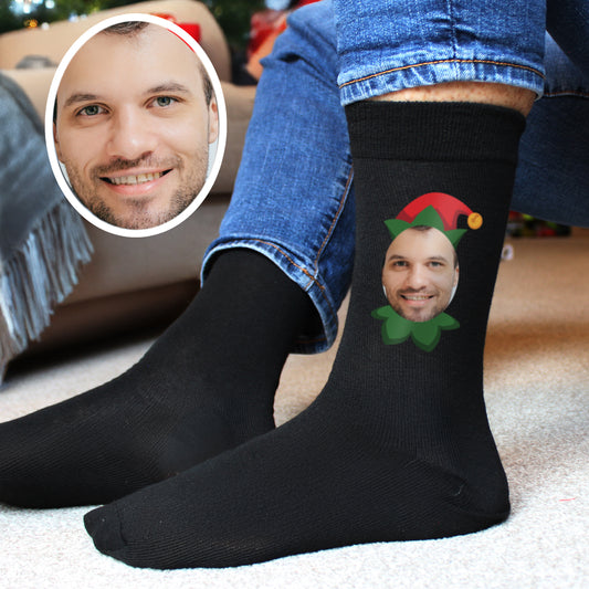 Personalised Photo Upload Elf Christmas Socks - MK&JD Gifts