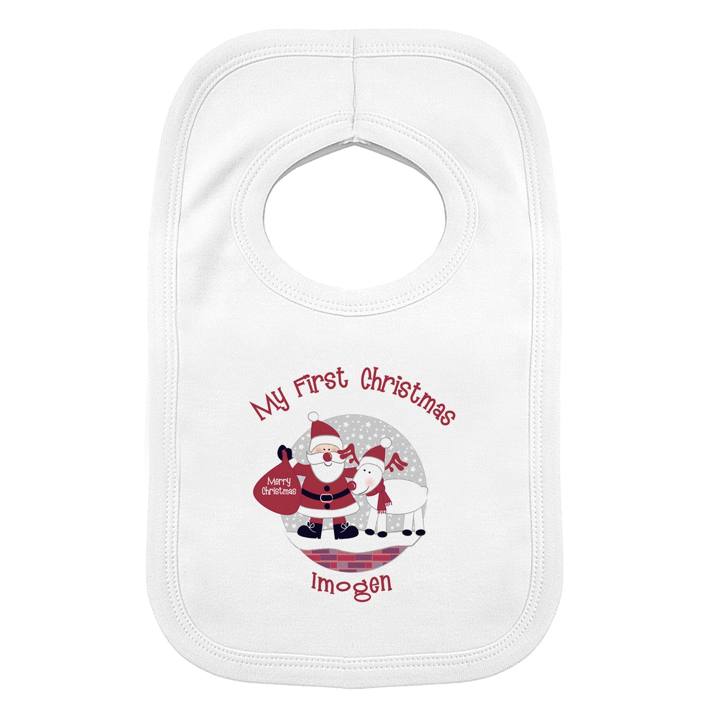 Personalised Rooftop Santa 1st Christmas Bib - MK&JD Gifts
