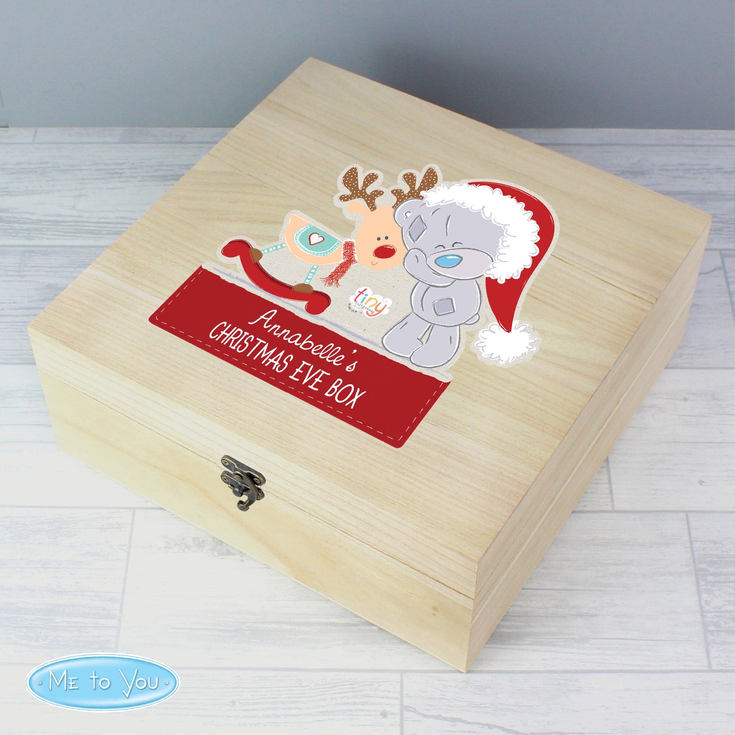Personalised Colourful Tiny Tatty Teddy Large Wooden Christmas Eve Box - MK&JD Gifts