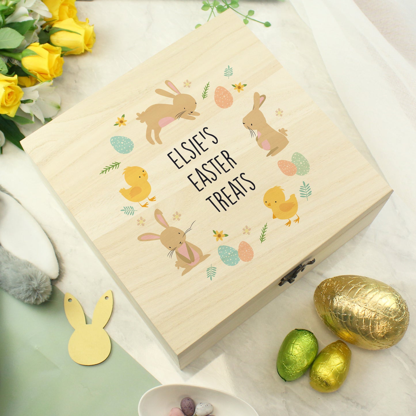 Personalised Easter Bunny Wooden Treat Box - MK&JD Gifts