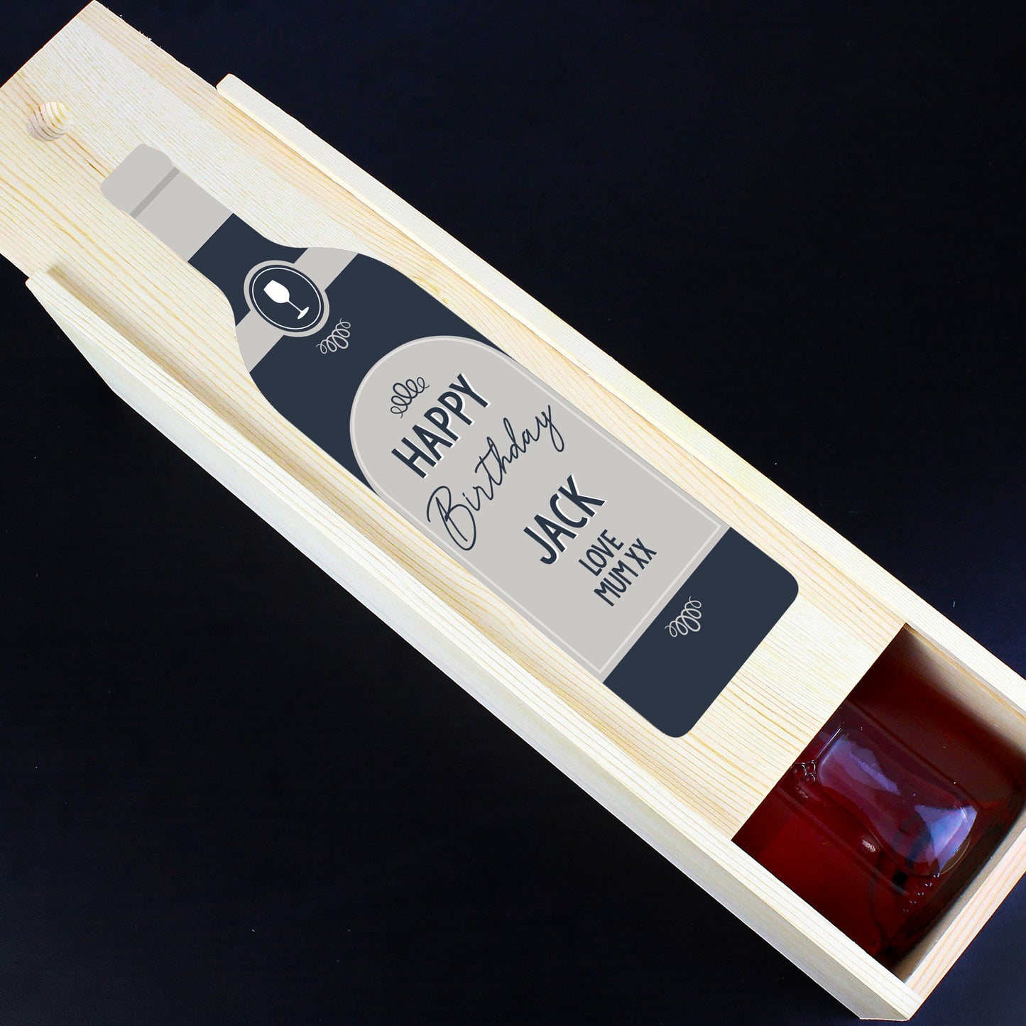 Personalised Free Text Grey Wooden Wine Bottle Box - MK&JD Gifts
