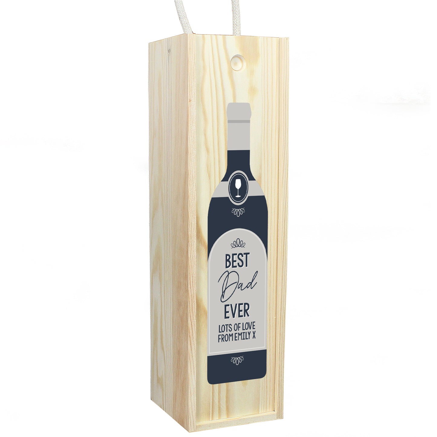 Personalised Free Text Grey Wooden Wine Bottle Box - MK&JD Gifts