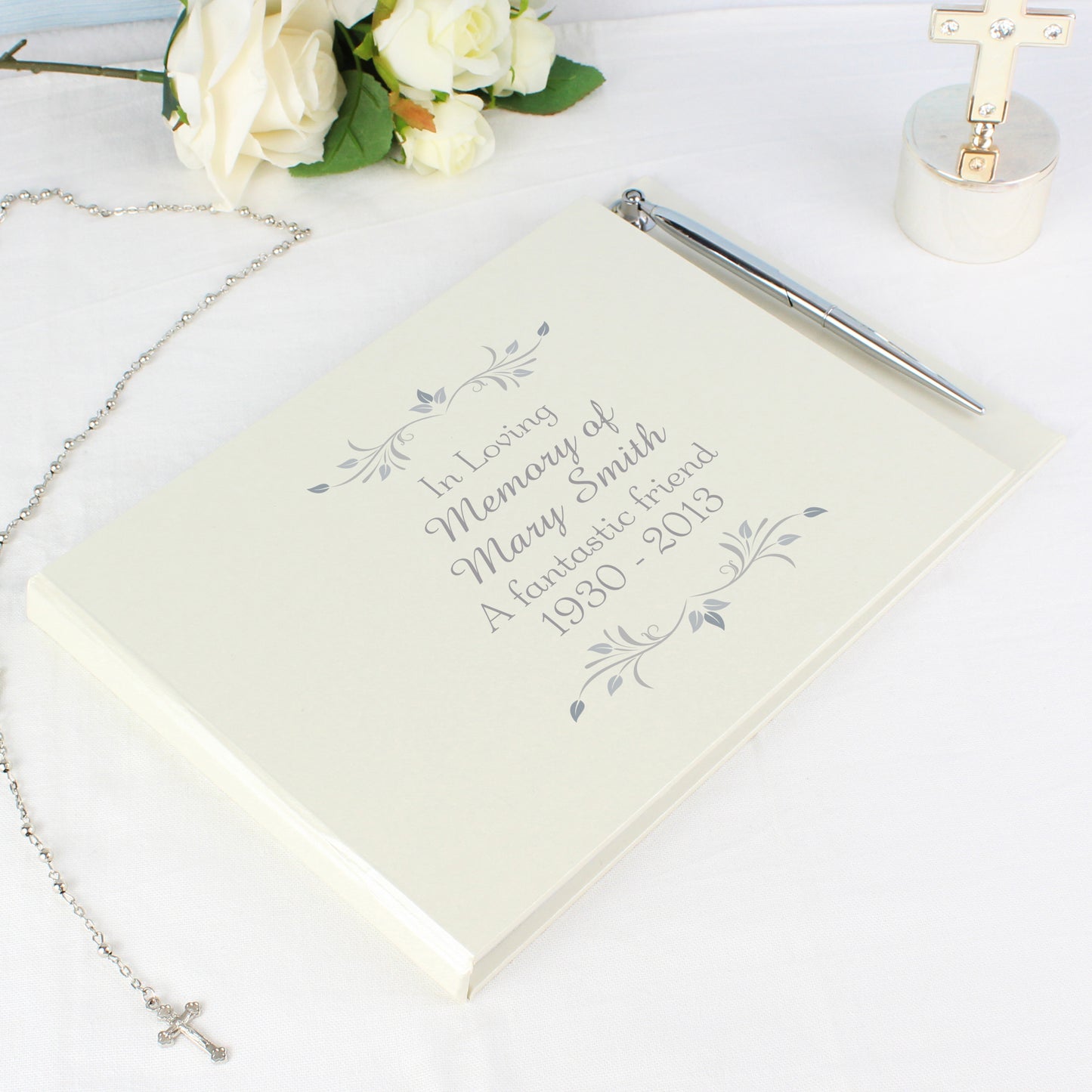 Personalised Sentiments Hardback Guest Book & Pen - MK&JD Gifts