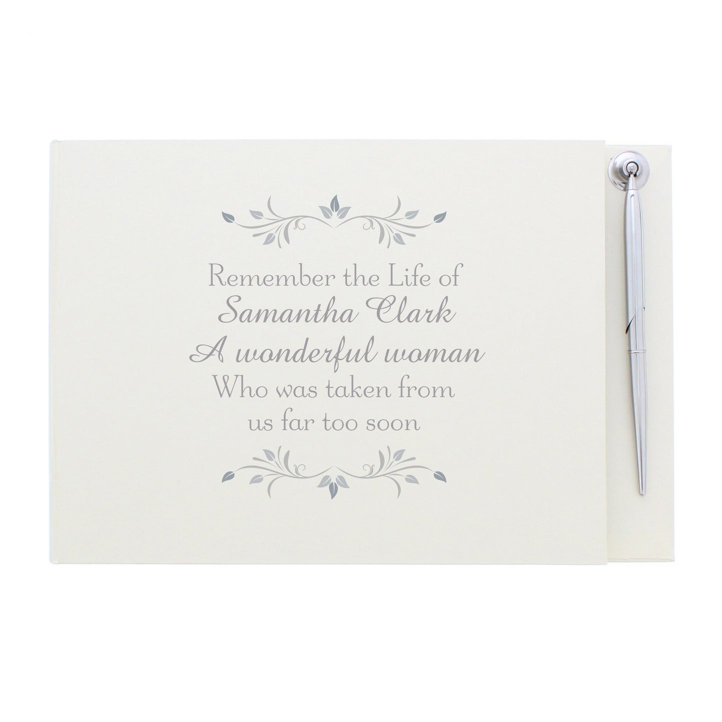 Personalised Sentiments Hardback Guest Book & Pen - MK&JD Gifts