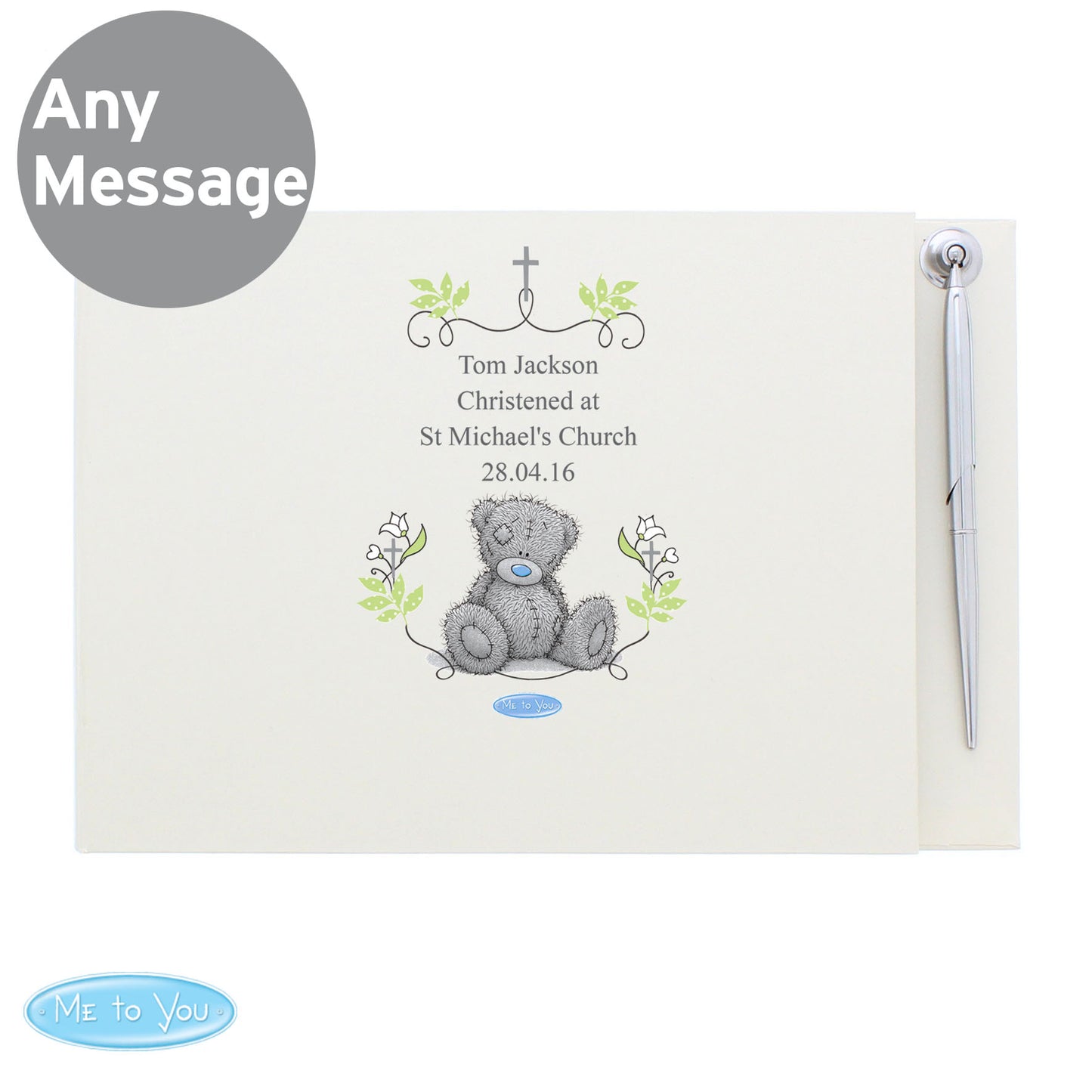 Personalised Religious Cross Hardback Guest Book & Pen - MK&JD Gifts
