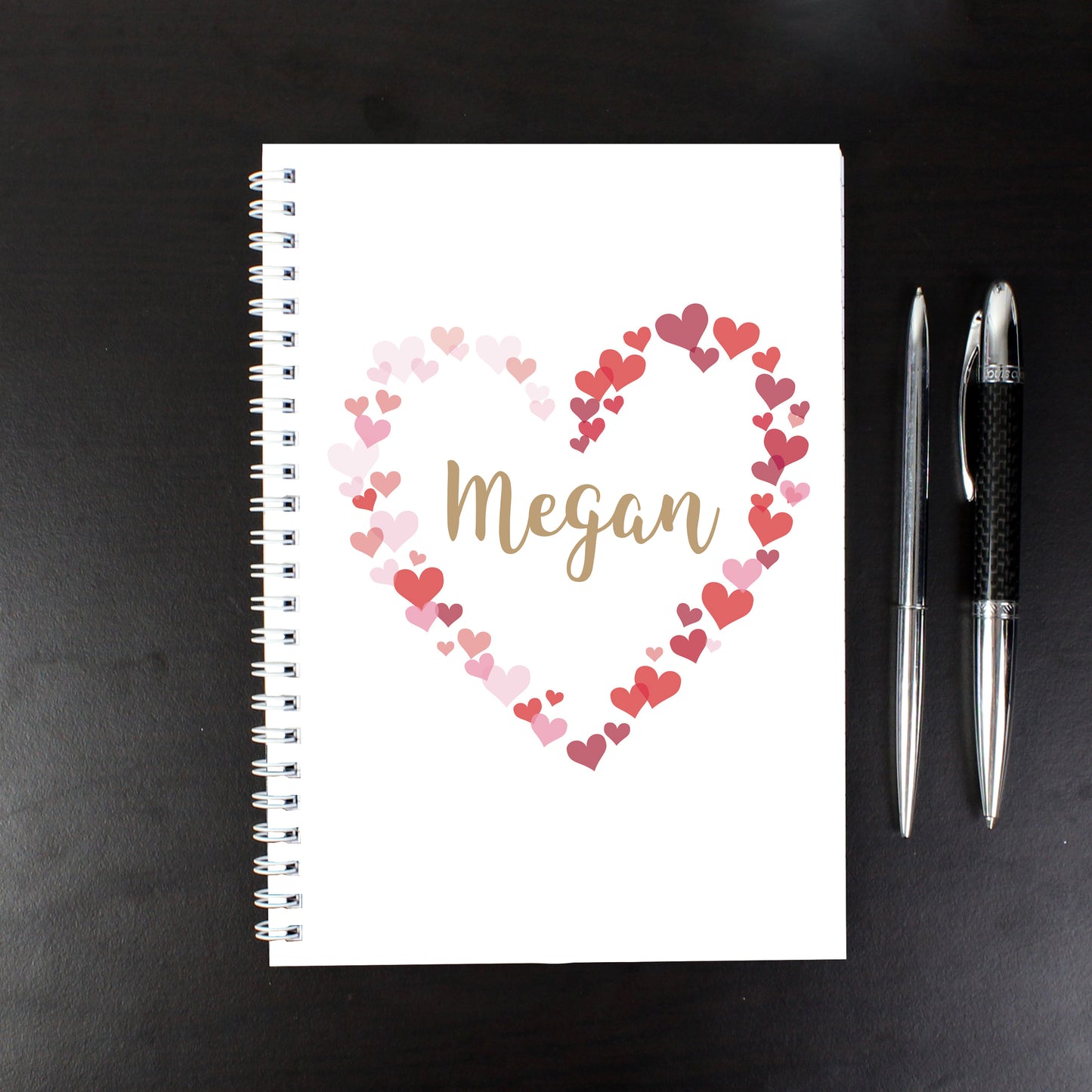 Personalised Confetti Hearts A5 Notebook - MK&JD Gifts