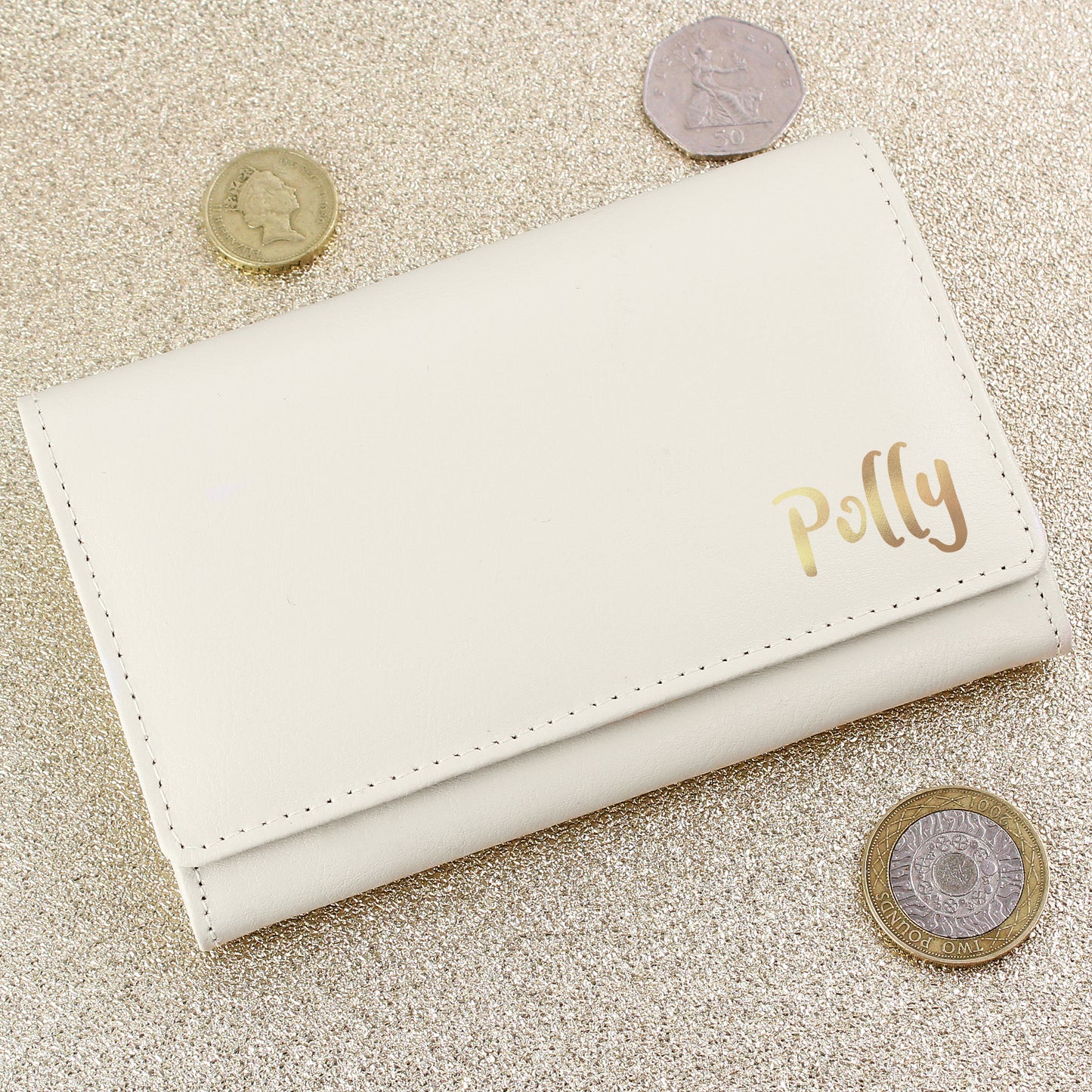 Personalised Gold Name Cream Purse - MK&JD Gifts