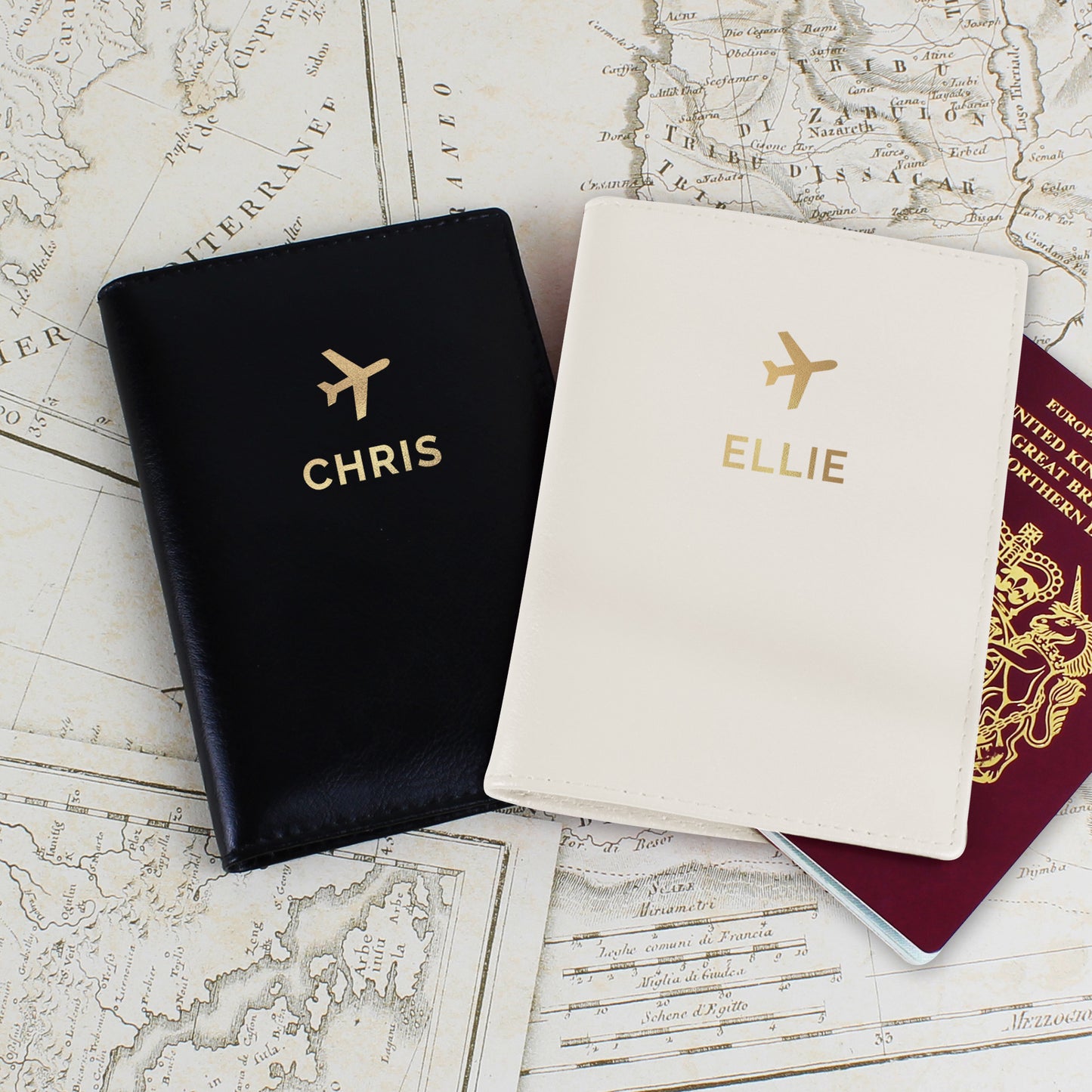 Personalised Gold Name Passport Holders Set - MK&JD Gifts