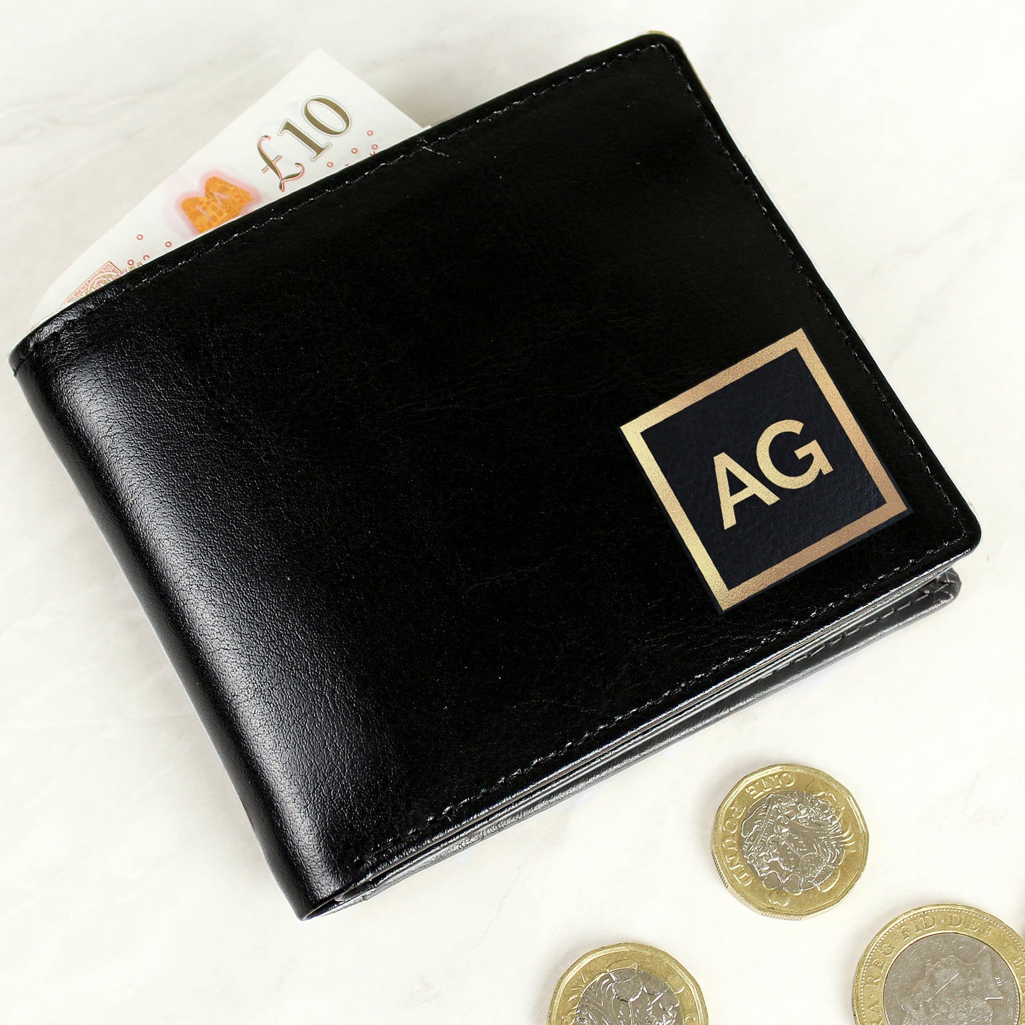 Personalised Gold Initials Leather Wallet - MK&JD Gifts