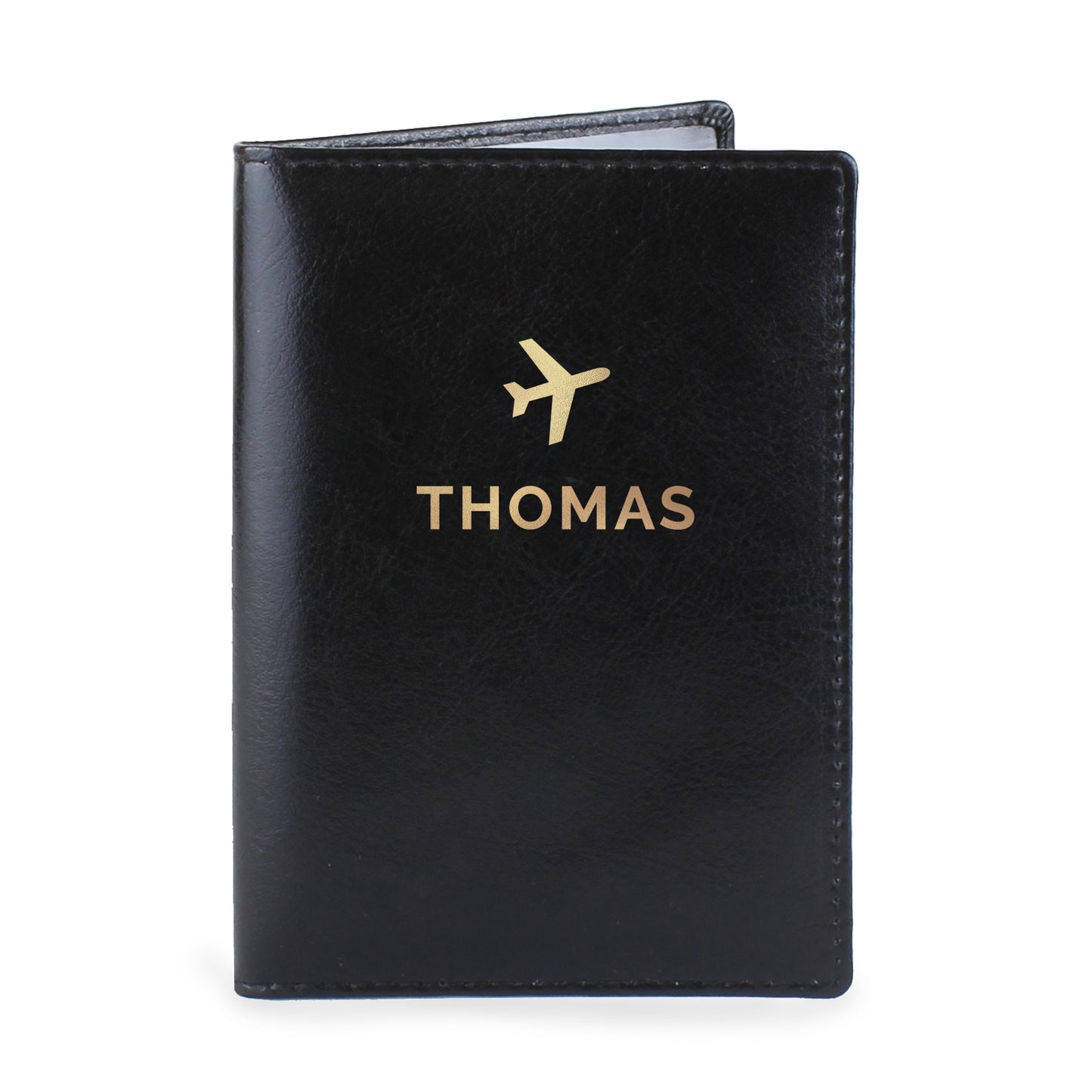 Personalised Gold Name Black Passport Holder - MK&JD Gifts