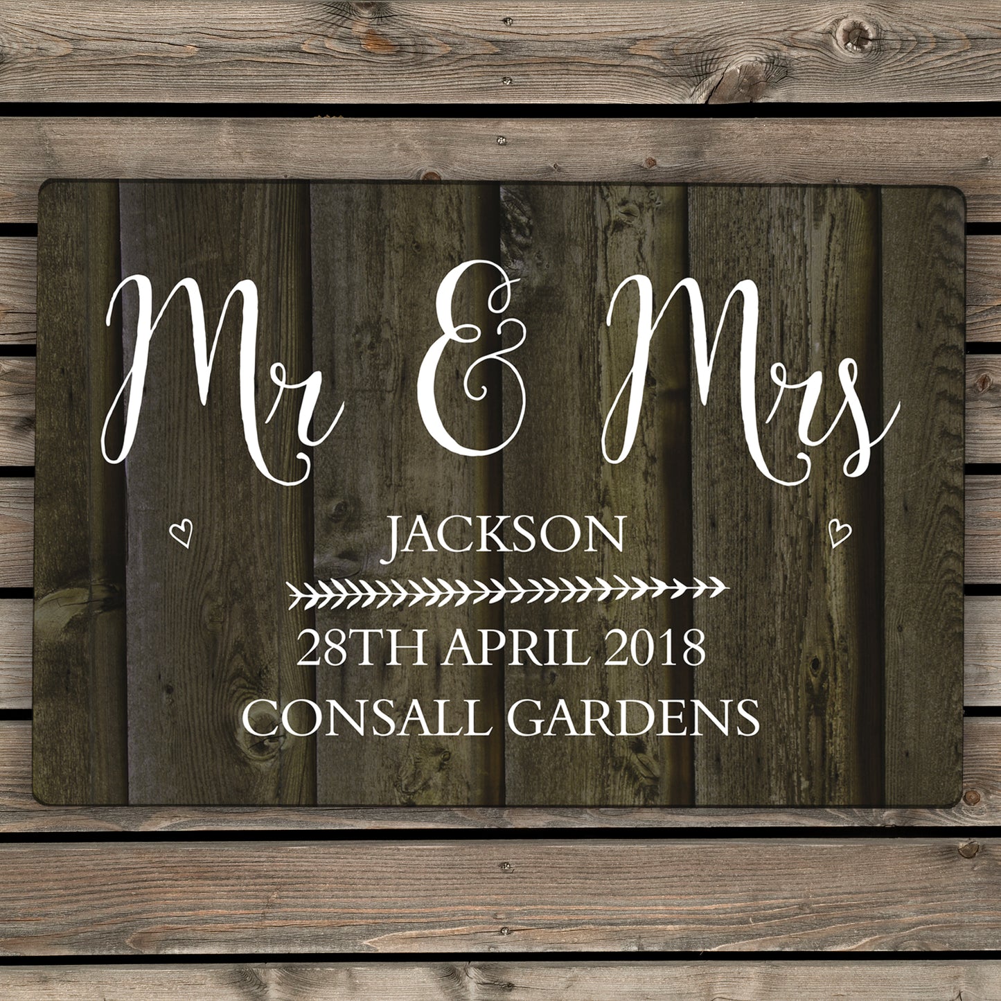 Personalised Walnut Wood Grain Metal Sign - MK&JD Gifts